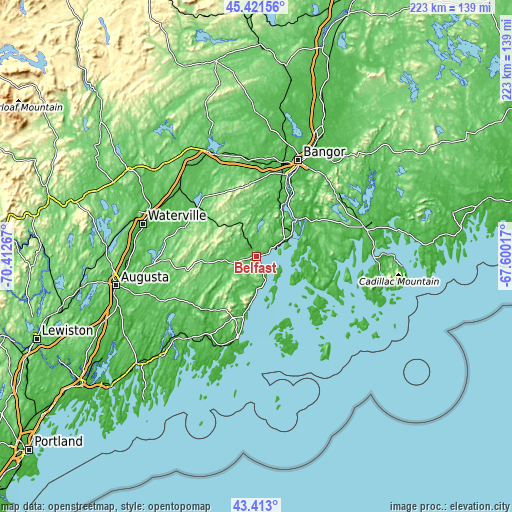 Topographic map of Belfast