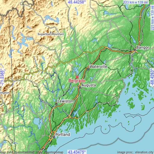 Topographic map of Belgrade