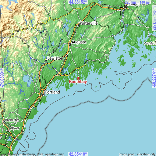 Topographic map of Boothbay