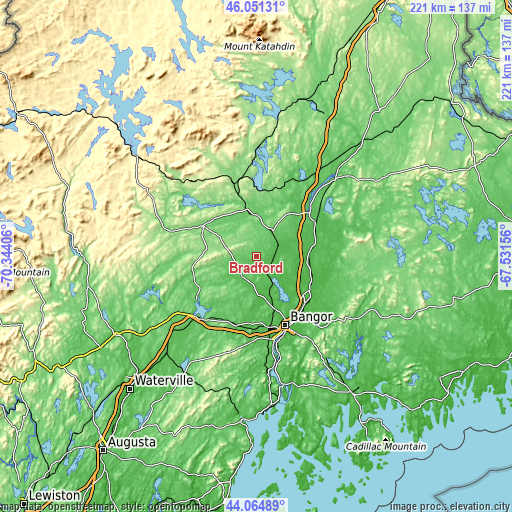 Topographic map of Bradford