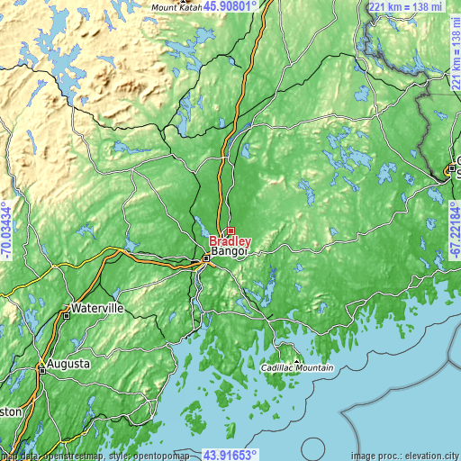 Topographic map of Bradley