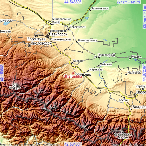 Topographic map of Shalushka