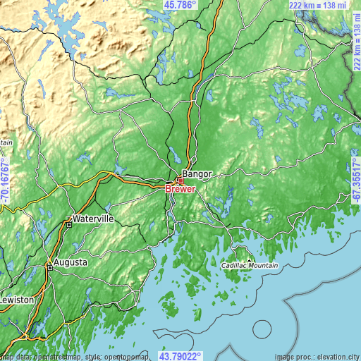 Topographic map of Brewer