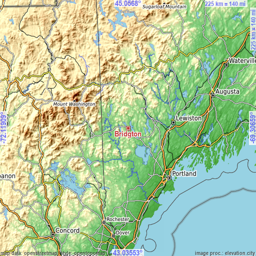 Topographic map of Bridgton