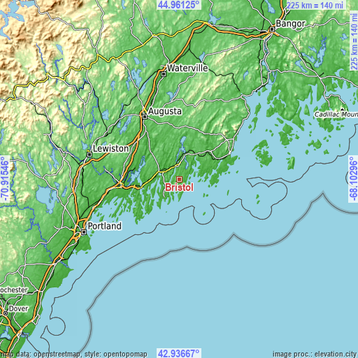 Topographic map of Bristol