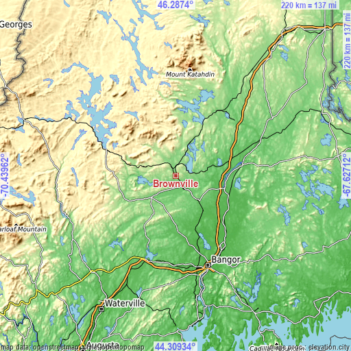 Topographic map of Brownville