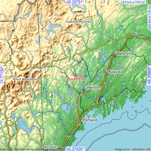 Topographic map of Buckfield