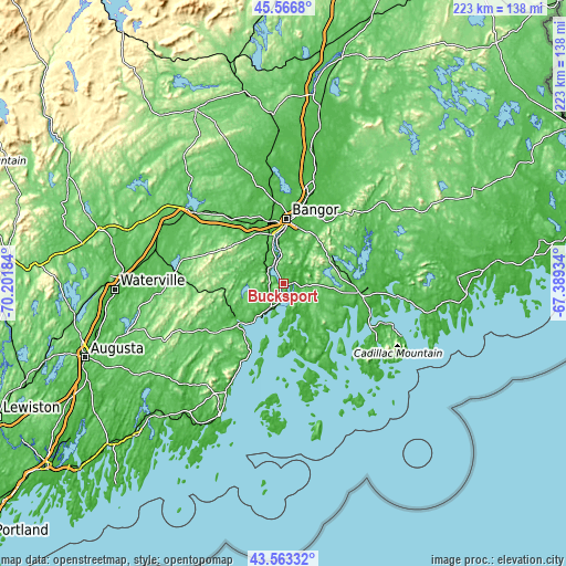 Topographic map of Bucksport