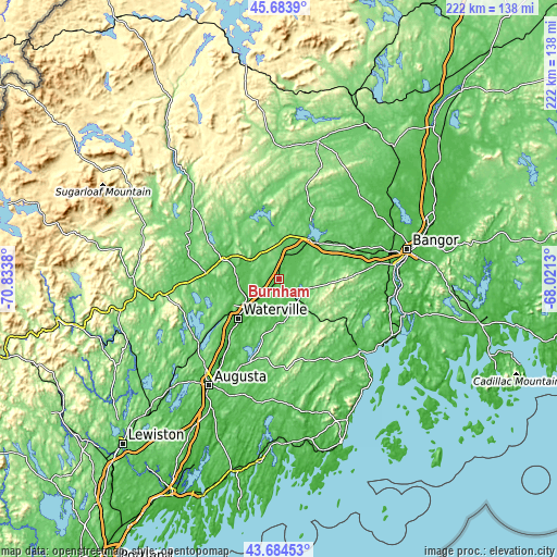 Topographic map of Burnham