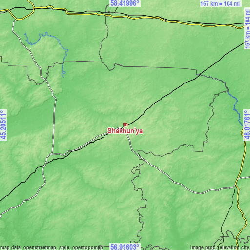 Topographic map of Shakhun’ya