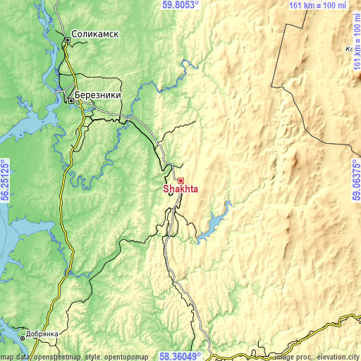 Topographic map of Shakhta