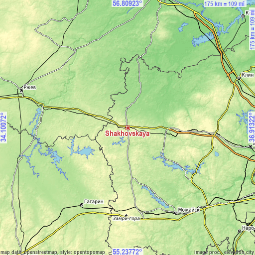 Topographic map of Shakhovskaya