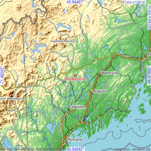 Topographic map of Chesterville