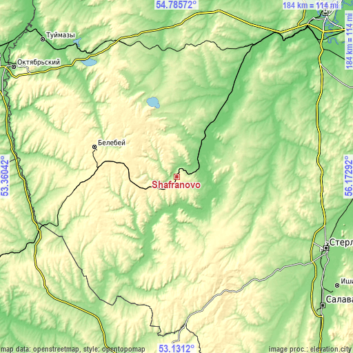 Topographic map of Shafranovo