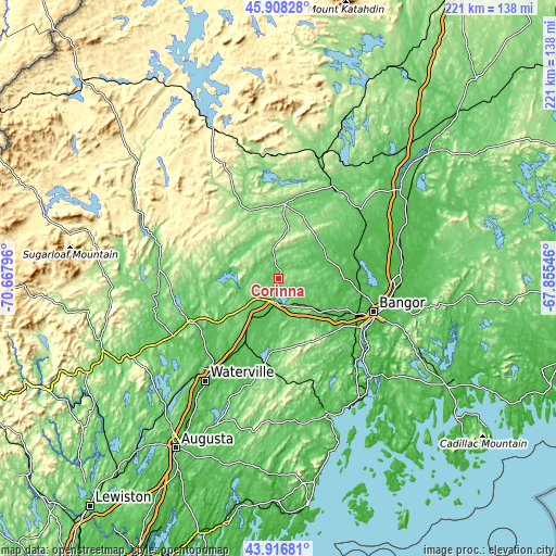 Topographic map of Corinna