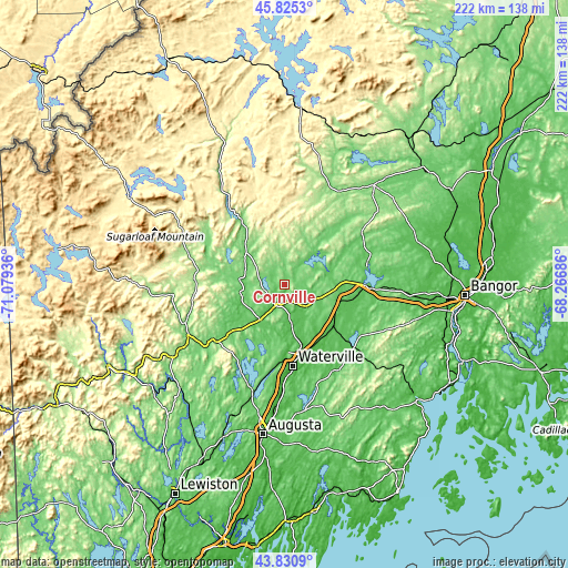 Topographic map of Cornville