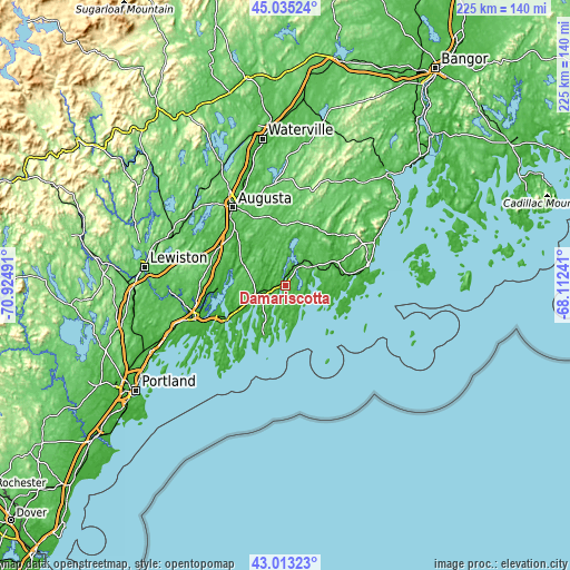 Topographic map of Damariscotta