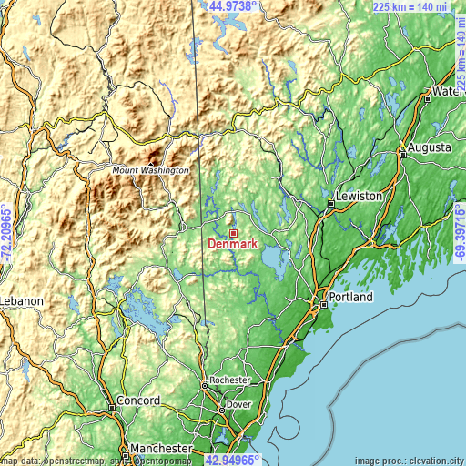 Topographic map of Denmark