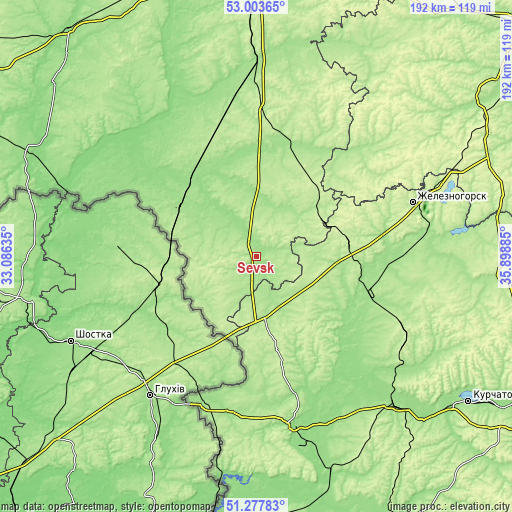 Topographic map of Sevsk