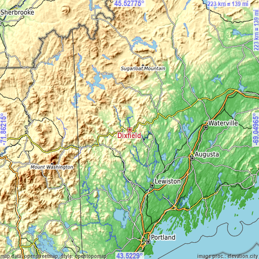 Topographic map of Dixfield