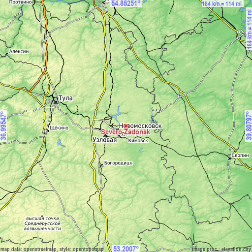 Topographic map of Severo-Zadonsk