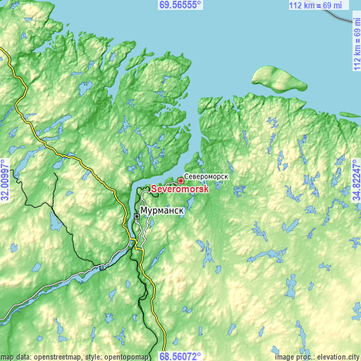 Topographic map of Severomorsk