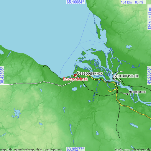Topographic map of Severodvinsk