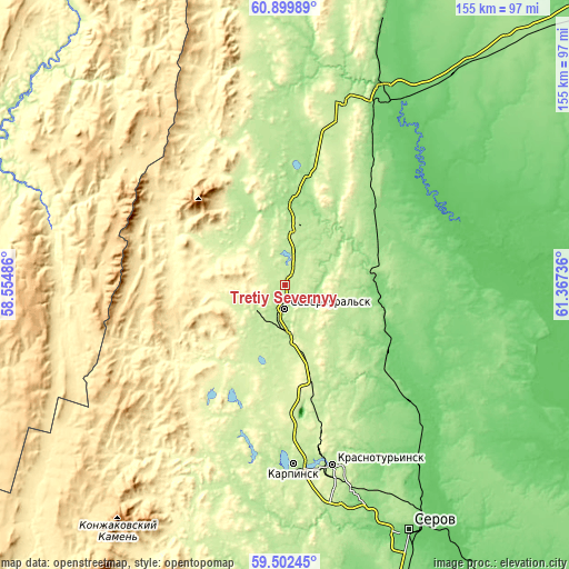 Topographic map of Tretiy Severnyy