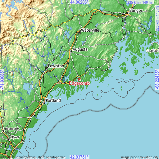 Topographic map of Edgecomb