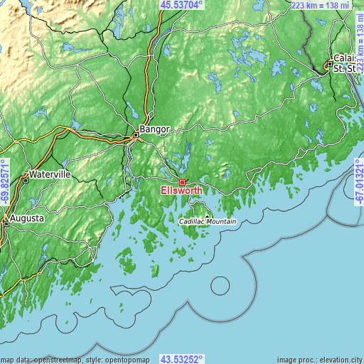 Topographic map of Ellsworth