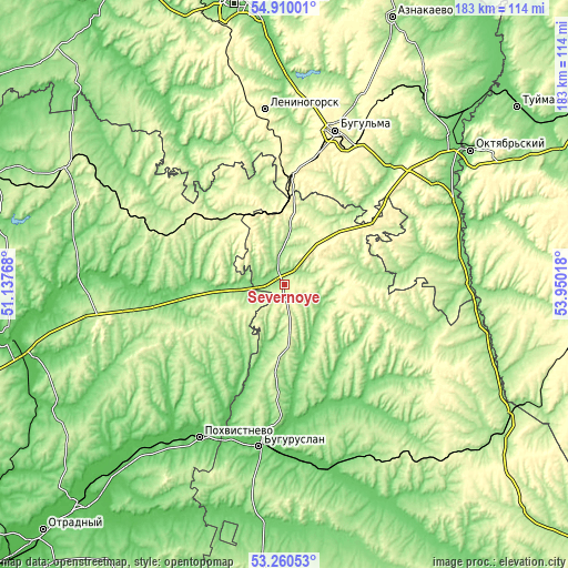 Topographic map of Severnoye