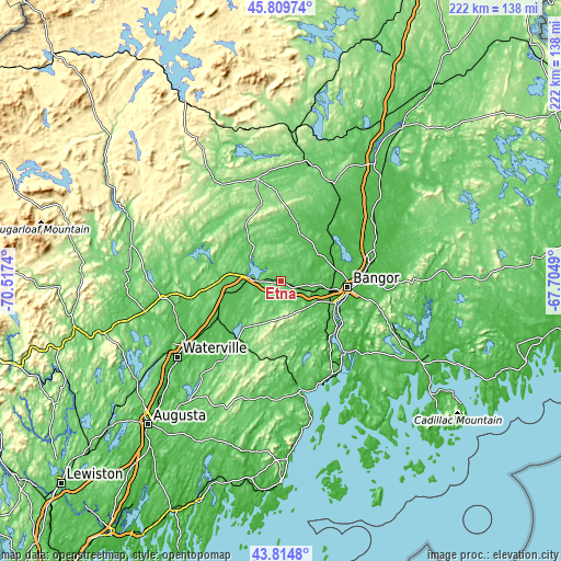 Topographic map of Etna