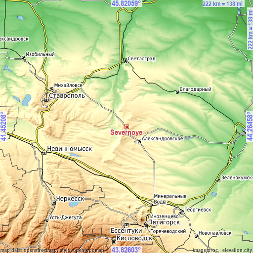 Topographic map of Severnoye