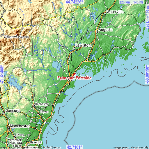 Topographic map of Falmouth Foreside