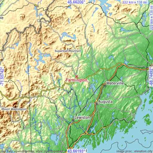 Topographic map of Farmington