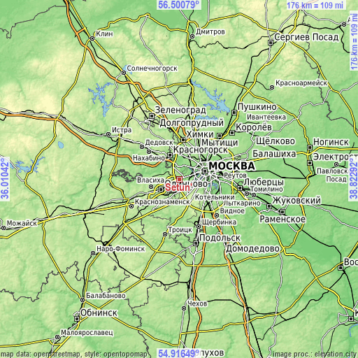 Topographic map of Setun’