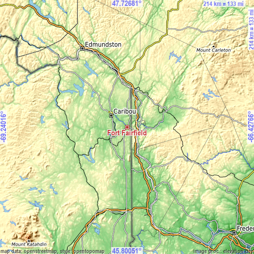 Topographic map of Fort Fairfield