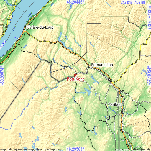 Topographic map of Fort Kent