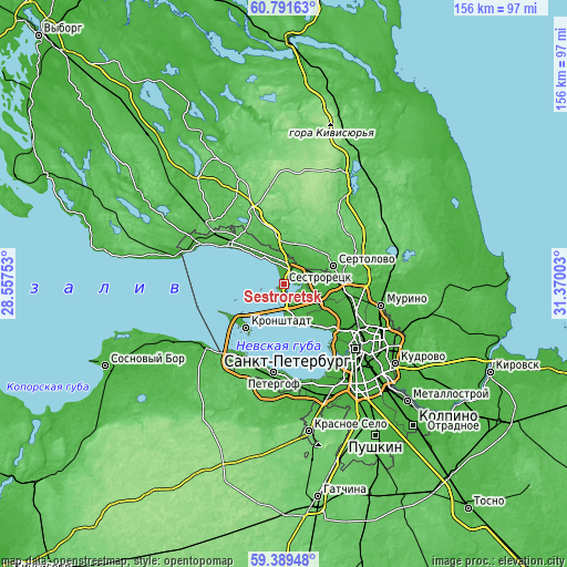 Topographic map of Sestroretsk