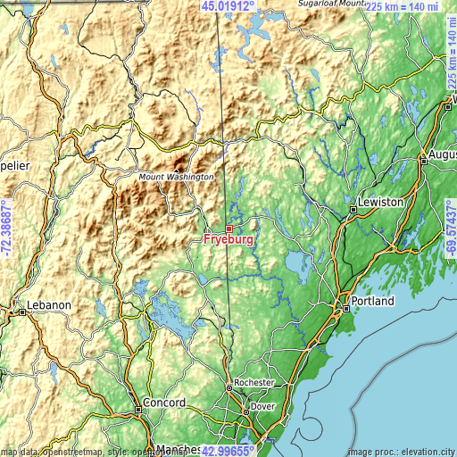 Topographic map of Fryeburg