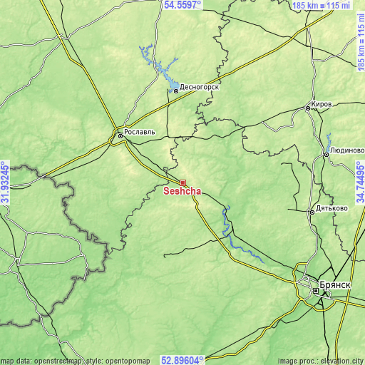 Topographic map of Seshcha