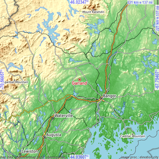 Topographic map of Garland