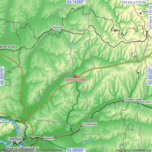 Topographic map of Sernovodsk