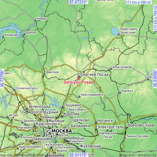 Topographic map of Sergiyev Posad