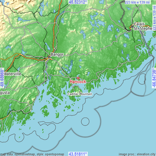 Topographic map of Hancock