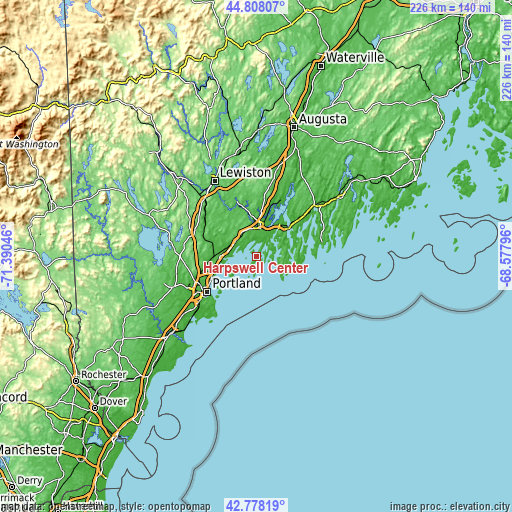 Topographic map of Harpswell Center