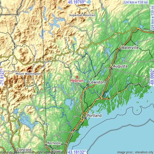 Topographic map of Hebron