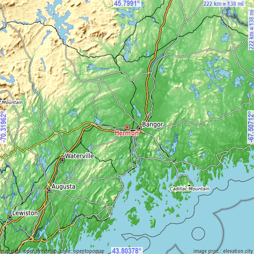 Topographic map of Hermon