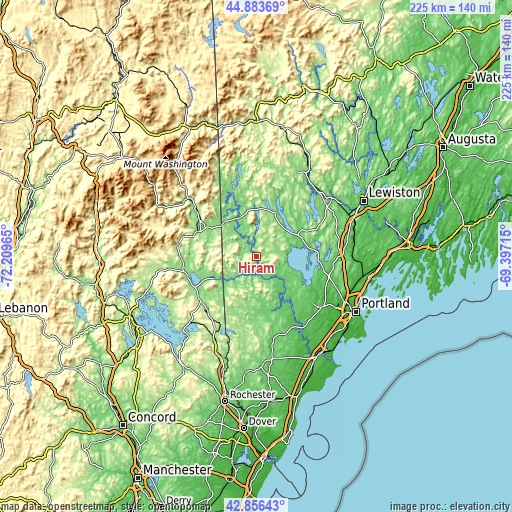 Topographic map of Hiram