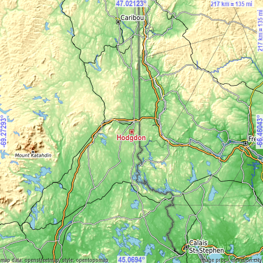 Topographic map of Hodgdon